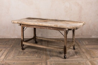 vintage table oak base teal top